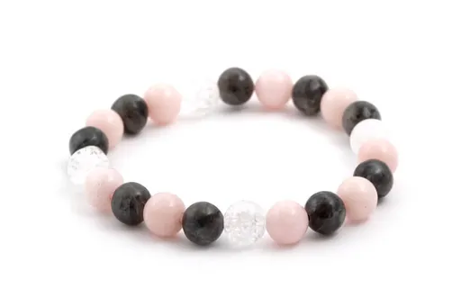 Agato Brățară cu mărgele din jad, cristal și labradorit MINK09/17