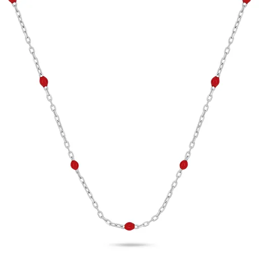 Brilio Silver Colier de argint cu mărgele roșii NCL112WR
