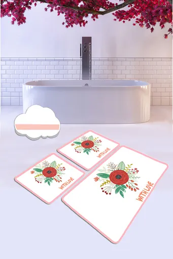 Set covorase de baie, L'essentiel Maison, With Love, Poliester, Multicolor