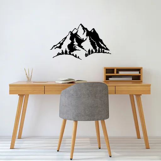 Decoratiune de perete, Mountain, Dimensiune: 41 x 70 cm, Negru
