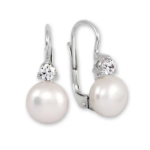 Soliter Cercei din aur alb cu cristal și perlă 745 235 001 00102 0700000