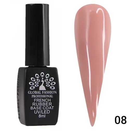 Base Coat Global Fashion French Rubber, 8 ml, 08 Roz, TPO Free