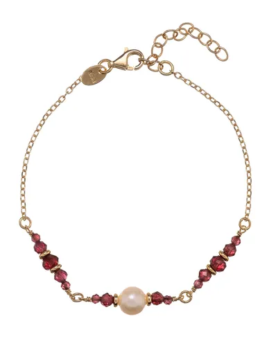 Alisia Brățară pentru femei, placată cu aur, cu perle naturale și granate AL5180.01.029