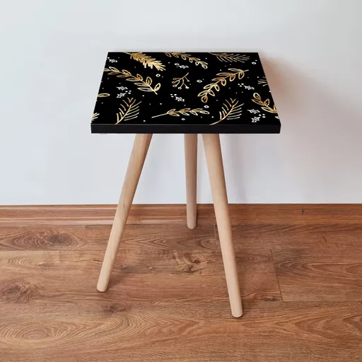 Masuta, Hanah Home, Shp382, 35x42x35 cm, Negru / Auriu / Alb