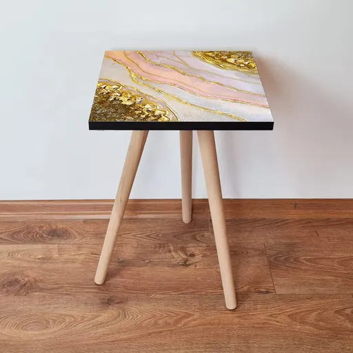 Masuta, Hanah Home, Shp113, 35x42x35 cm, Auriu / Alb / Roz