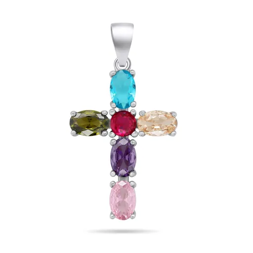 Brilio Silver Pandantiv elegant din argint cu zirconi Cross PT118W