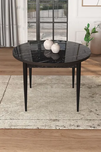 Masa, Hanah Home, Tor, 90x75x90 cm, Marmură neagră / Negru