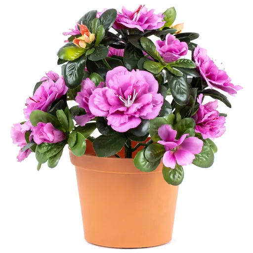 Floare artificială Azalee în ghiveciviolet, 21 x 10 x 10 cm, mov