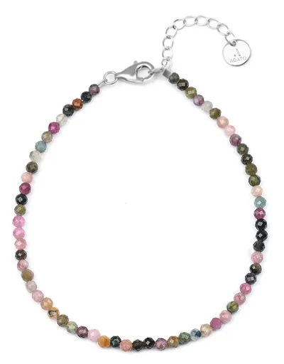 Agato Brățară minerală cu mărgele colorate de turmalină POL-B09/21L