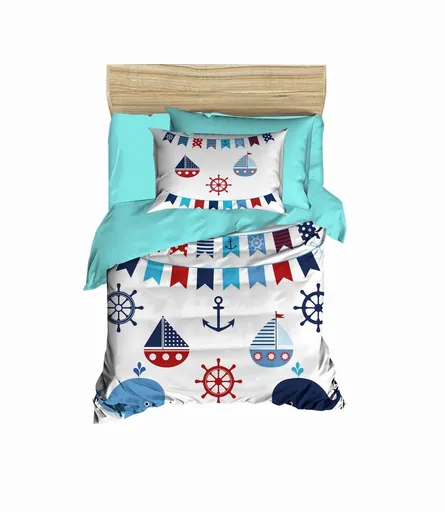 Lenjerie de pat pentru copii, L'essentiel Maison, PH113, Turcoaz / Roșu / Alb