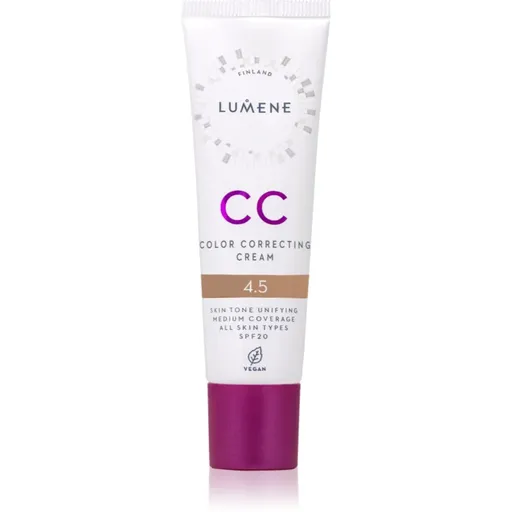 Lumene CC Color Correcting Cream Crema CC pentru un ten uniform SPF 20 culoare 4.5 (Neutral) 30 ml