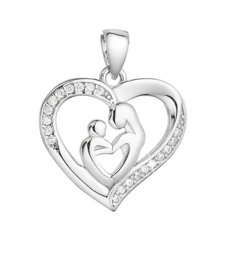 Evolution Group - Pavona Pandantiv inimă din argint Mamă și copil cu zirconi 14019.1
