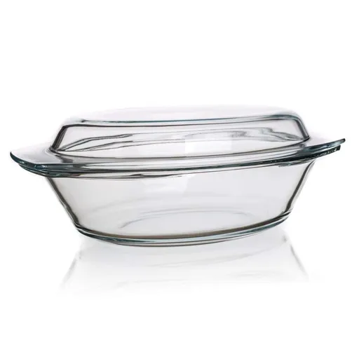 Tavă ovală de copt Simax, din sticlă, cu capac, 4,4 l