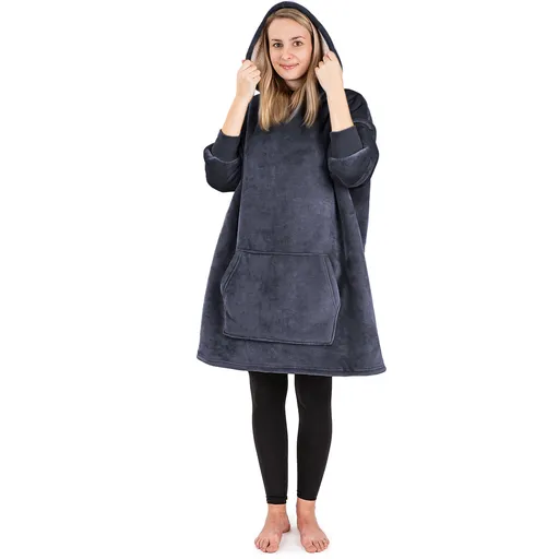 Hanorac din micropluș și imitație blăniță 4Home Antracit, uni S – pentru copii