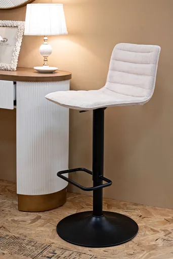 Set 2 scaune de bar Lift High White, Mauro Ferretti, 43x49.5x85.5 cm, inaltime ajustabila, fier/poliester, negru/alb