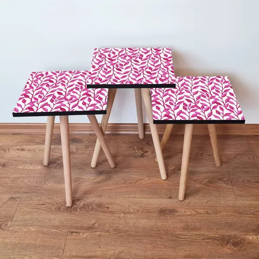 Set masute 3 piese, Hanah Home, 3Shp378, Fucsia/Alb
