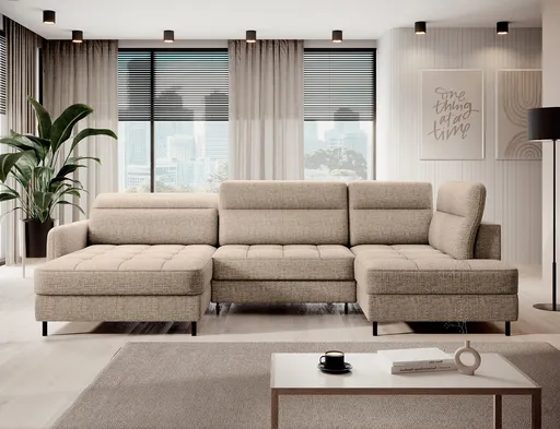 Coltar extensibil stanga 4 locuri ELTAP, LT-20AUB, Berrto, 306x165x100 cm, lemn/poliester, bej inchis