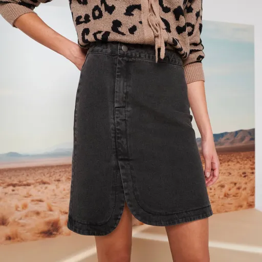 Fustă din denim cu crăpătură