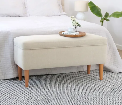 Taburet, Atelier del Sofa, 209FLF1410, 50% bumbac, 50% in, Crem