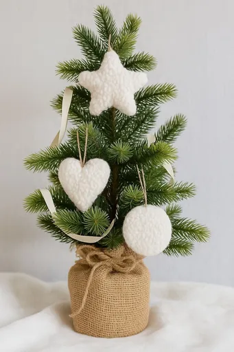 Ornament de Crăciun, 3 Lu Set, 80% POLIESTER/20% IUȚĂ, Alb