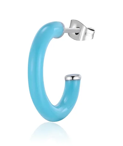 S'Agapõ Cercel single rotund cu smalț albastru deschis Vibes SVB45