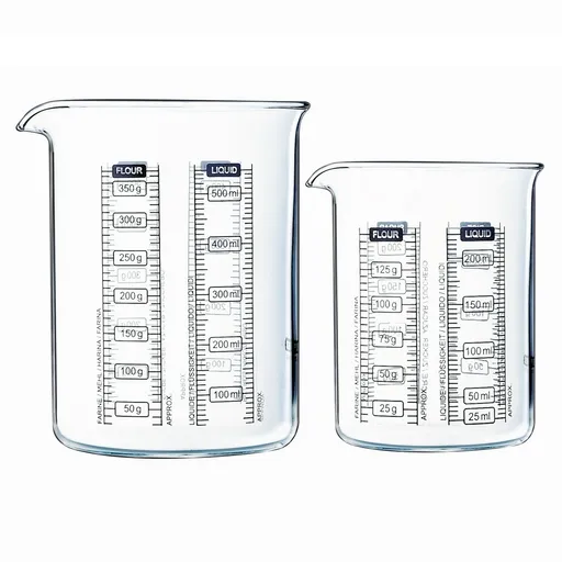 Pyrex Set de pahare gradate din sticlă, 2 buc.,0,25 l + 0,5 l