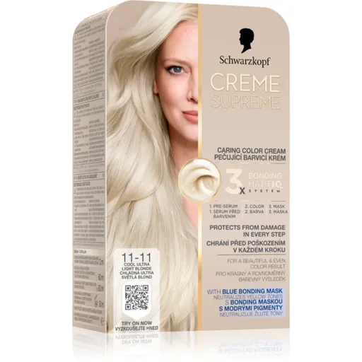 Schwarzkopf Creme Supreme Culoare permanenta pentru par culoare 11-11 Cool Ultra Light Blonde 60 ml