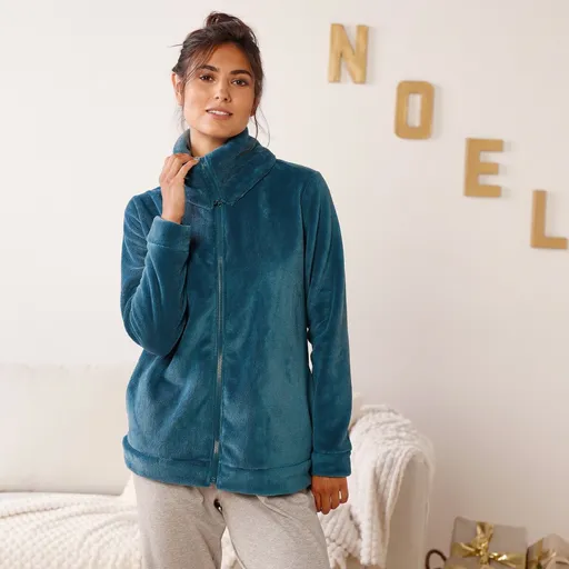 Hanorac cu fermoar din fleece, moale la atingere