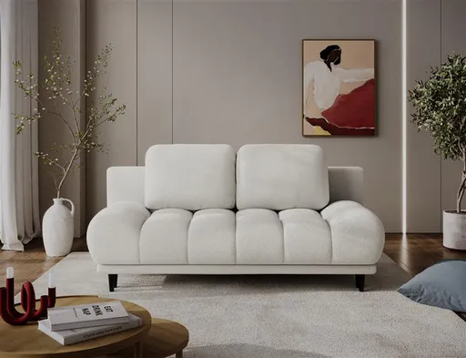 Canapea extensibila 2 locuri ELTAP, Guavio, 210x77x97 cm, lemn/poliester, alb