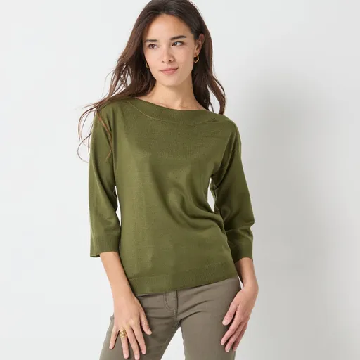 Pulover cu guler tip barcă și mâneci 7/8