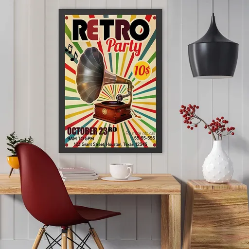 Tablou decorativ, Retro Party (40 x 55), Polistiren, Multicolor