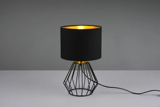 Lampa de masa Chuck, RL, 20x34 cm, 40W, 1x E14, metal/textil, negru/auriu