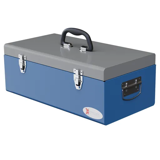 DURHAND Caisse boite à outils en métal transportable cu 3 mânere, 2 încuietori, dim. 50L x 26l x 18,5H cm, bleu | Aosom Romania