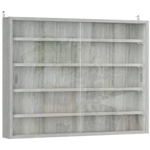 HOMCOM Dulap Tip Vitrină de Expoziție cu Rafturi Reglabile, Montată pe Perete, Negru | Aosom Romania