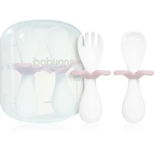 BabyOno Be Active Ergonomic Utensils for Children tacâmuri Pink 12 m+ 2 buc