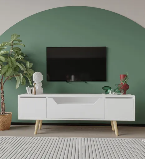 Comoda TV, Hanah Home, Roma 150, 150x53x29.8 cm, PAL, Alb