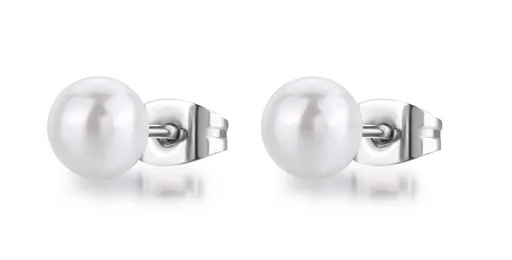 S'Agapõ Cercei fermecători din oțel cu perlă albă Wisdom SWI27