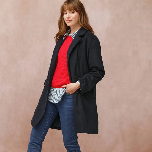 Palton cu guler de costum și închidere la două rânduri de nasturi