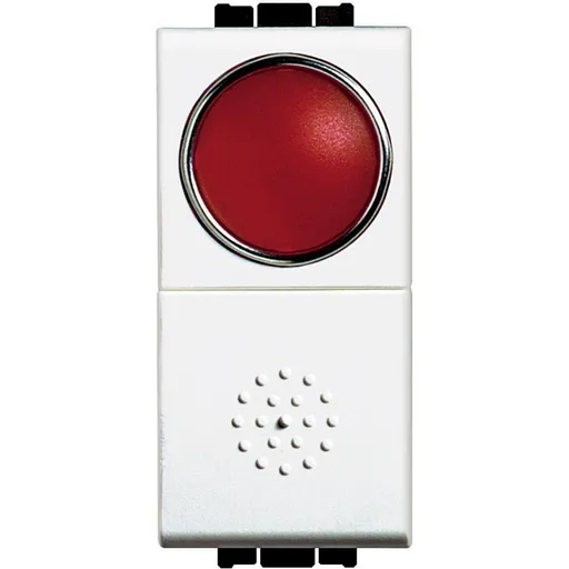 Buton cu revenire lampa rosie 10A 1 modul Living Light Bticino N4038R, alb