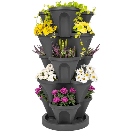 Cascadă pentru flori 4Home din 5 piese, antracit, antracit, 5 etaje