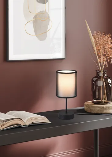 Lampa de masa Burton, TRIO, 12.5x28.5 cm, 28W, 1x E14, metal, negru mat