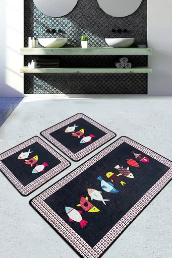Set covorase de baie, L'essentiel Maison, Swing of Fish Djt, Multicolor