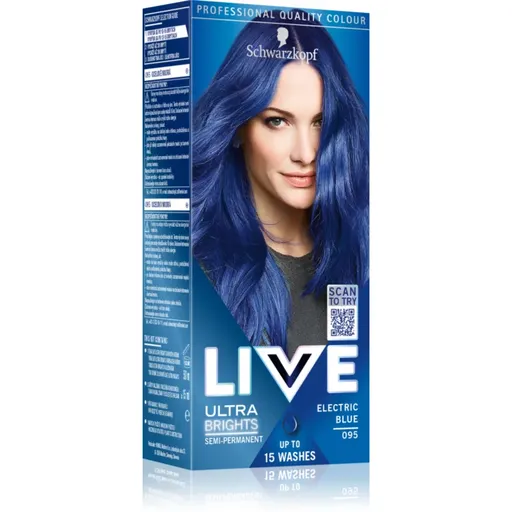 Schwarzkopf LIVE Ultra Brights or Pastel vopsea de păr semipermanentă culoare 095 Electric Blue 1 buc