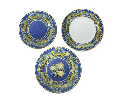Serviciu de masa 18 piese, Brandani, Citrus Blue, portelan
