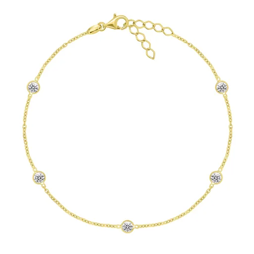 Brilio Silver Brățară delicată pentru picior placată cu aur cu zirconi ANK106Y