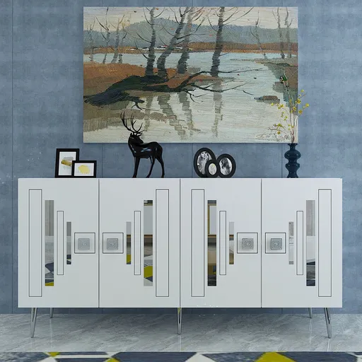 Consola, Hanah Home, Seduna, 150x75x35 cm, Alb / Argintiu