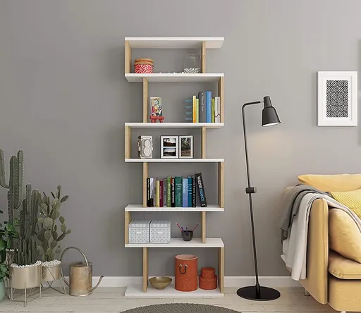 Corp biblioteca, Hanah Home, Bates, 60x19.6x160 cm, Alb / Stejar