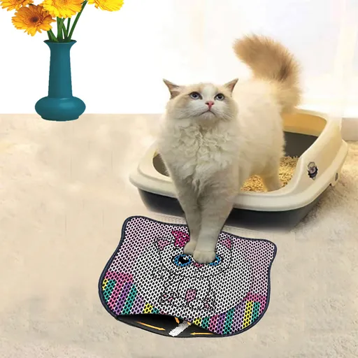 Covoras litiera pentru colectarea granulelor de nisip, Paws & Whiskers, Kdkafa0068, 50% PVC/50% poliester, Multicolor