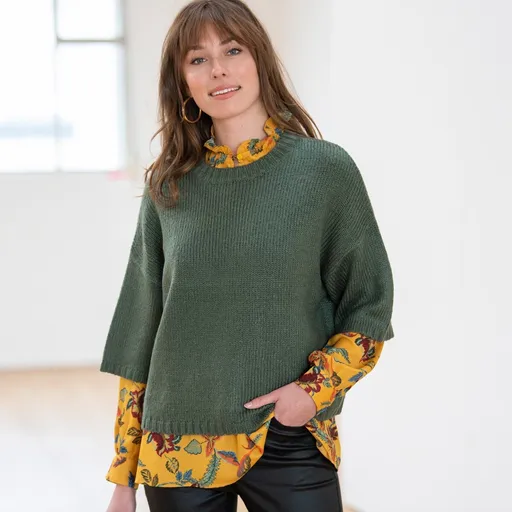 Pulover drept cu mâneci scurte, cu atingere de mohair