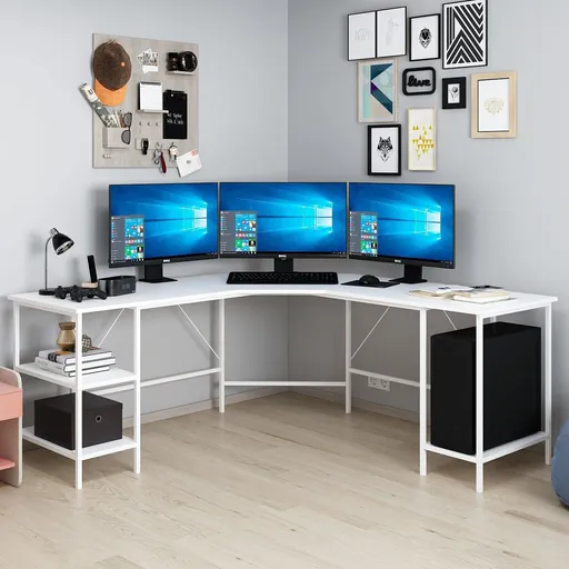 Birou, Hanah Home, Power L, 180x76x60 cm, Alb